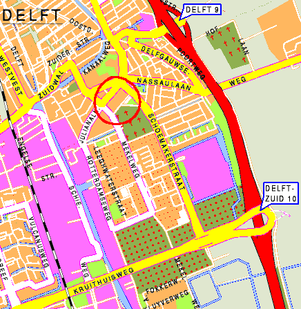 map of campus with TWI building circled